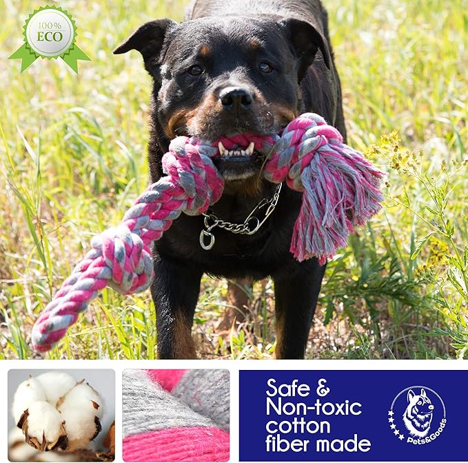 Pets&Goods Heavy Duty Rope Toy for Large & Medium Breed Dogs, Washable 100% Cotton Dog Chew Toys, Tug of War & Teeth Cleaning