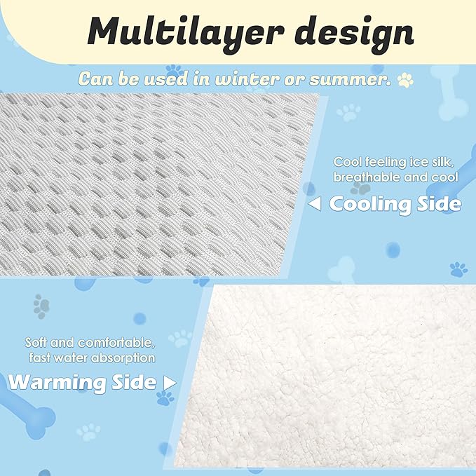 PatiencET Dog Crate Pad, 18'' x 24" Reversible Dog Bed for Crate (Cool and Warm), Dog Crate Mat with Washable Removable Cover, Soft Kennel Pad for Small Medium Dogs, Dog Cooling Mat Heated Cat Dog Bed