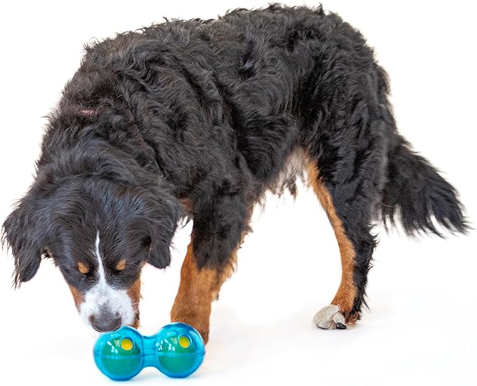 Guru Duo Ball - Medium -7.25" Blue Dog Toy, Interactive Treat Dispensing, Slow Feeding, Easy Loading, Durable Rubber, Roll-Spin-Tumble-Solve