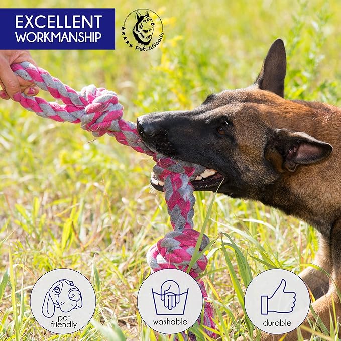Pets&Goods Heavy Duty Rope Toy for Large & Medium Breed Dogs, Washable 100% Cotton Dog Chew Toys, Tug of War & Teeth Cleaning