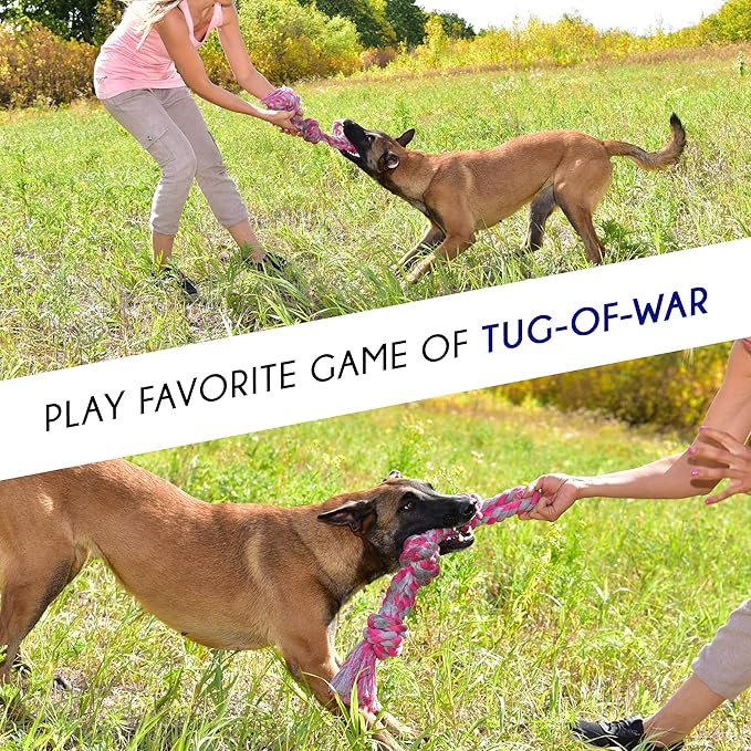 Pets&Goods Heavy Duty Rope Toy for Large & Medium Breed Dogs, Washable 100% Cotton Dog Chew Toys, Tug of War & Teeth Cleaning