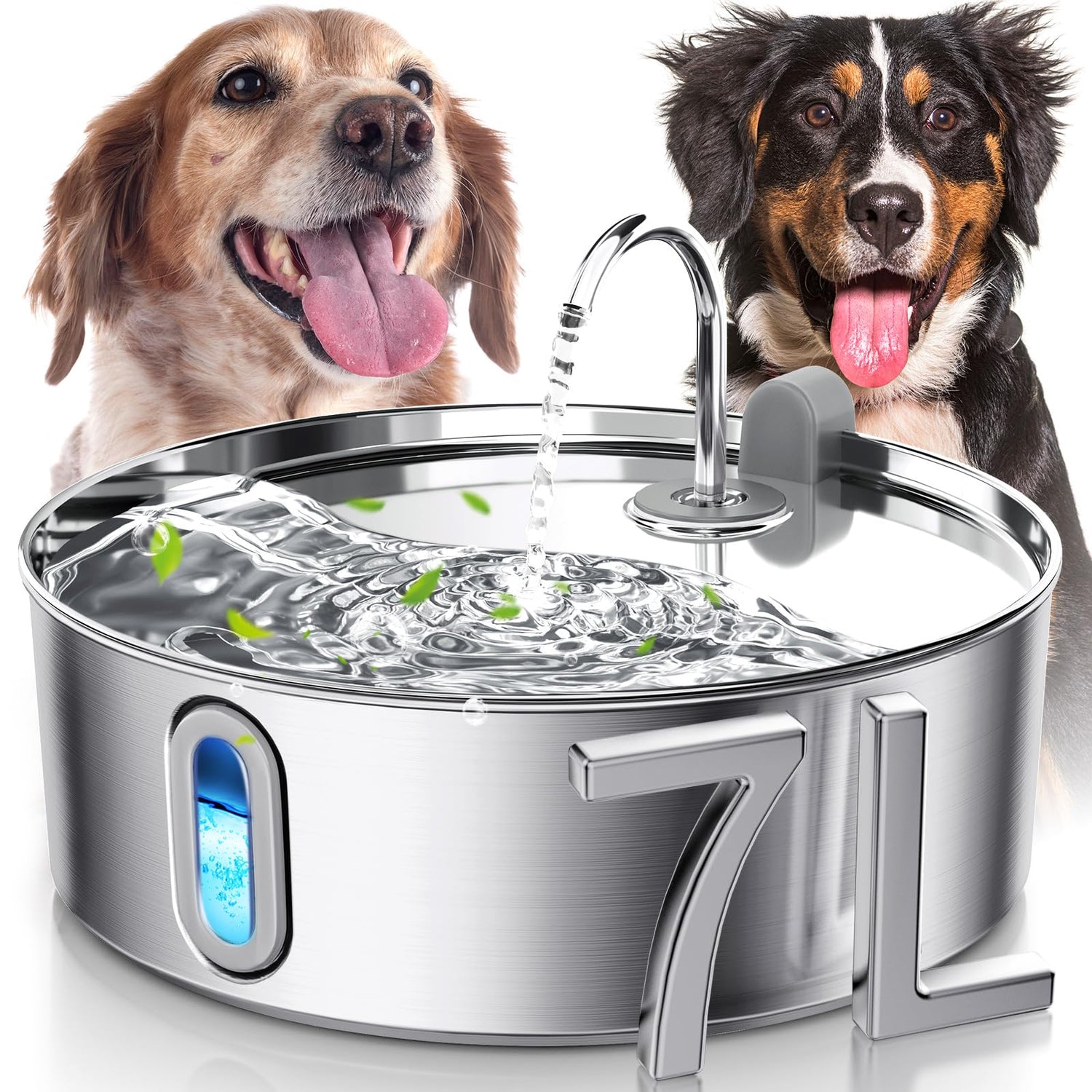 Large stainless steel automatic water fountain for dogs – 5L capacity