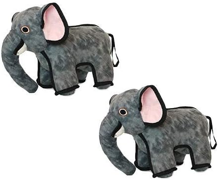 TUFFY - World's Tuffest Soft Dog Toy- Zoo Elephant -Multiple Layers. Made Durable, Strong & Tough. Interactive Play (Tug, Toss & Fetch). Machine Washable & Floats. (Regular 2 Pack)