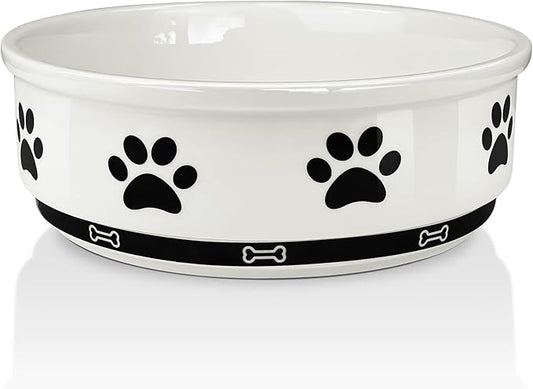 KPWACD Ceramic Pet Bowl for Dogs and Cats, Weighted Non-Slip Dog Bowls Food and Water Dish, Durable Pets Feeding Bowls Suitable for Small, Medium, and Large Dogs, White, 70 Oz