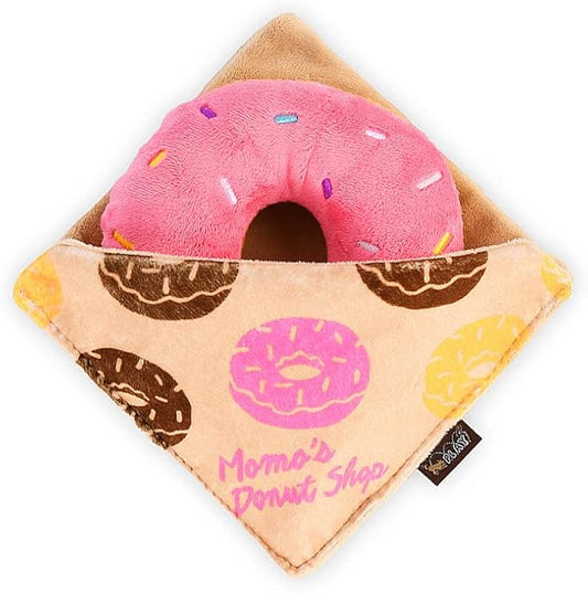 P.L.A.Y. Cute Plush Dog Toys - Coffee Shop Food Themed Durable Squeaker Chew Toy, Great for Puppies & Small, Medium, Large Dogs - Machine Washable, Recycled Materials (Pup Cup Cafe Doughboy Donut)