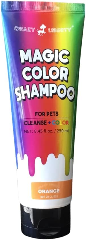 Magic Color Shampoos (Orange). Semi-Permanent Pet Hair Coloring Shampoo, Safe and Gentle Ammonia and Paraben Free Hair Dye Shampoo, Non-Toxic Coloring Shampoo for All Pets Can be Bathed.