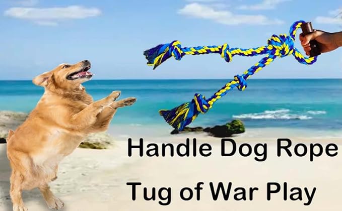 Large Dog Rope Toys for Aggressive Chewers - Pitbull Tug of War, Heavy Duty, Outdoor, Medium to Large Breed Dog Chew Rope with Handle