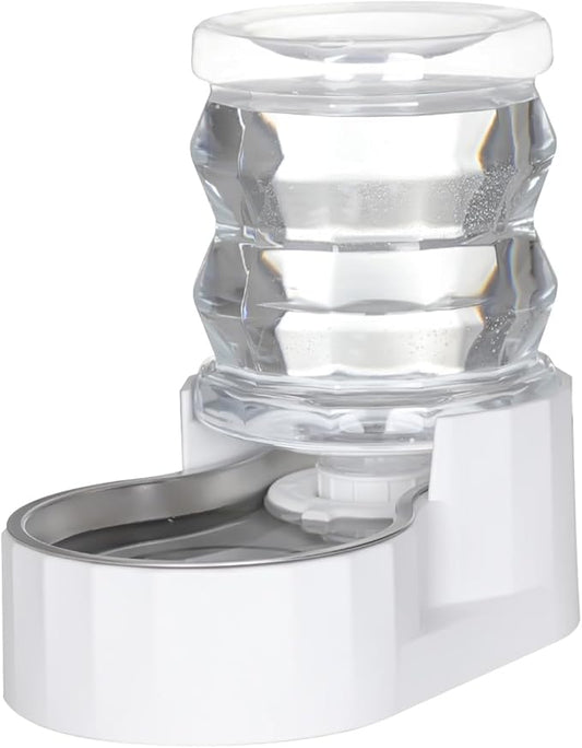 4L Automatic Pet Waterer, 100% BPA Free, Stainless Steel Gravity Feeder, Convenient Drinking Water Dispenser Designed for Dogs and Cats (White, 4L)