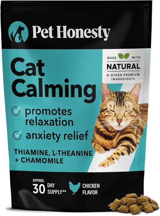 Calming Chews for Cats - Cat Anxiety Relief + Helps Reduce Stress - Behavioral Support & Promotes Relaxation for Travel, Boarding, Vet Visits, Separation Anxiety - Chicken (30-Day Supply)