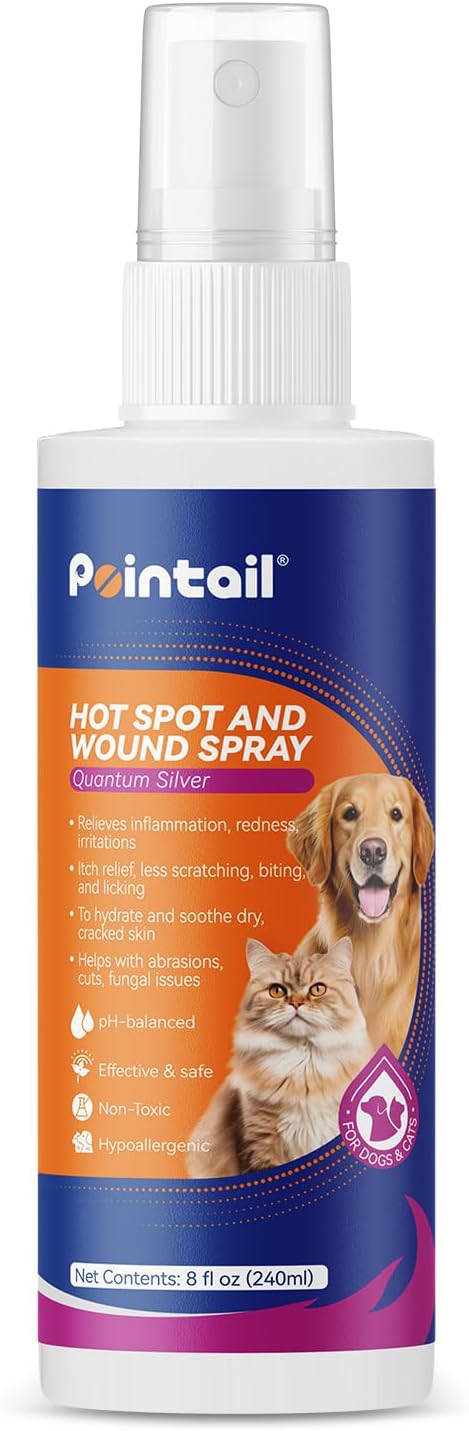 Hot Spot Treatment for Dogs and Cats, Pet Skin Treatment Spray, Dog Licking Paws Treatment, Anti Itch Relief, Allergies, Infections, No Chew Spray for Dogs Treatment Wound Spray for All Animals, 8oz