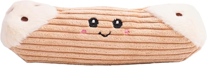 Squeaky Dog Plush Toy, Bakery Bite_Stick Collection, 8“, for Small and Medium Dogs (Cannoli, Small)