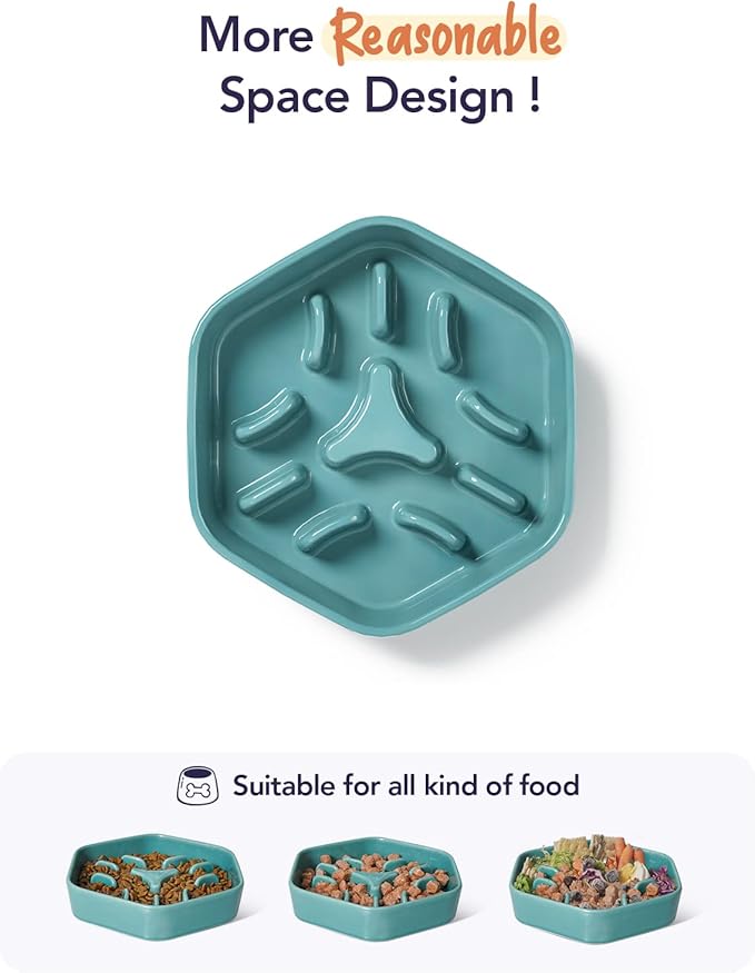 LE TAUCI PET Dog Slow Feeder Bowl Ceramic,3 Cups Puzzle Dog Food Bowl for Small Medium Large Breed, Puppy Slow Feeder Bowl for Fast Eater, Dog Bowls to Slow Down Eating, Maze Bowl, Pet Bowl