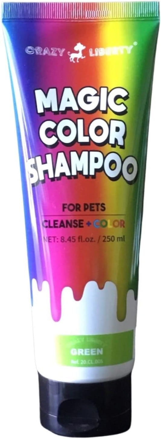 Magic Color Shampoos (Green). Semi-Permanent Pet Hair Coloring Shampoo, Safe and Gentle Ammonia and Paraben Free Hair Dye Shampoo, Non-Toxic Coloring Shampoo for All Pets Can be Bathed.