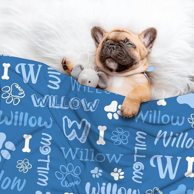 Personalized Pet Blanket,Custom Pet Blanket with Name Photo,Puppy Blanket Gift for Dogs Cats Lovers Mom Dad,Soft Cozy Fleece Throw for Bed Sofa Travel Small 50"x40"