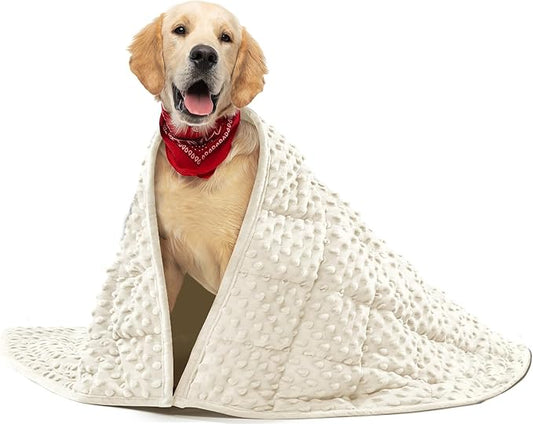 YUSRA Weighted Blanket for Dogs 6Lbs, Large Dog Weighted Blanket Ideal for Thunderstorms, Fireworks, Separation, Travel and Camping, Dog Bed Blanket Machine Washable (Beige, 40 * 47inch)