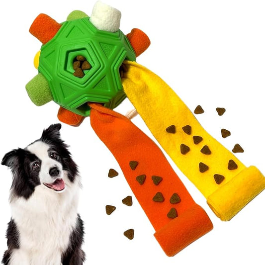 Snuffle Ball for Dog Toys Unbreakable Upgrade Ball Interactive Toy Foraging Snuffle Mat Puppy Treat Dispenser Slow Feeder Dog Puzzle Toys for Small, Medium, Large Pets (White Yellow Orange)