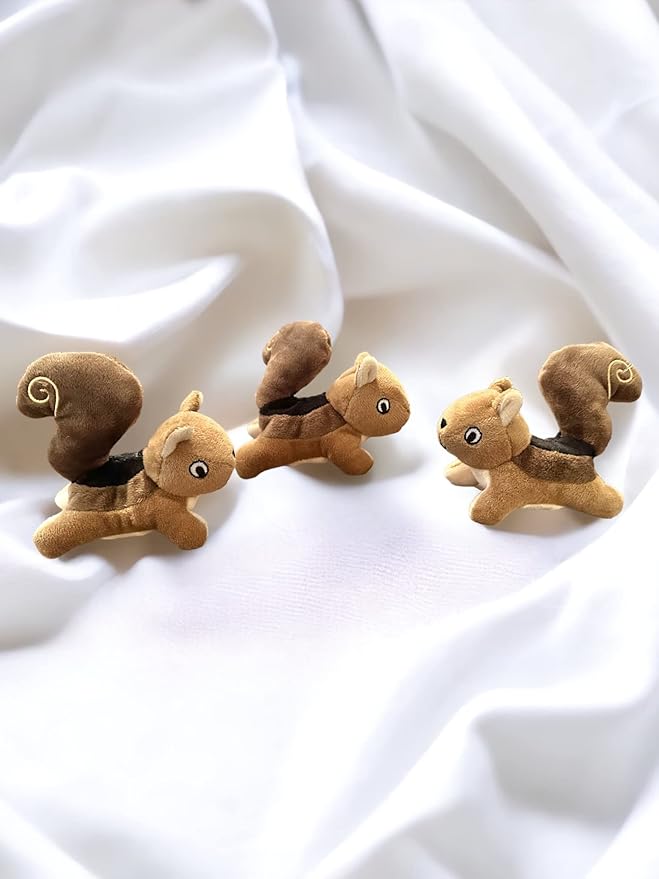 Hide and Seek Dog Toy, Stuffed Animal Tree House, Burrow Dog Toy, Hide and Seek Toy for Small Dogs (Replacement Animals, Squirrel)