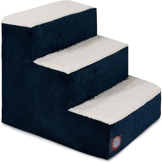 3 Step Portable Pet Stairs By Majestic Pet Products Villa Navy Blue Steps for Cats and Dogs