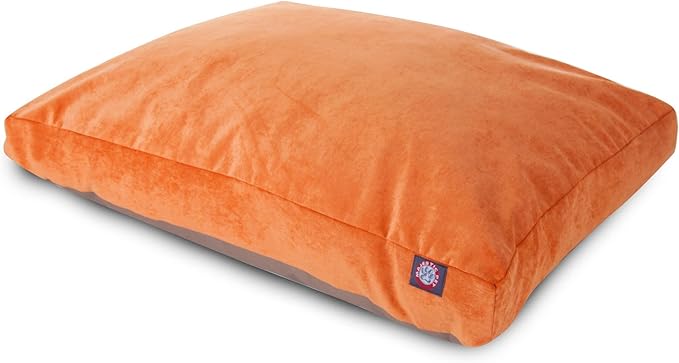 Majestic Pet Shredded Memory Foam Dog Bed Large with Removable Washable Cover – Rectangle Orthopedic Dog Bed–Durable Dog Crate Bed-Flat Dog Bed for Senior Dogs - (44x36) L - Villa - Orange