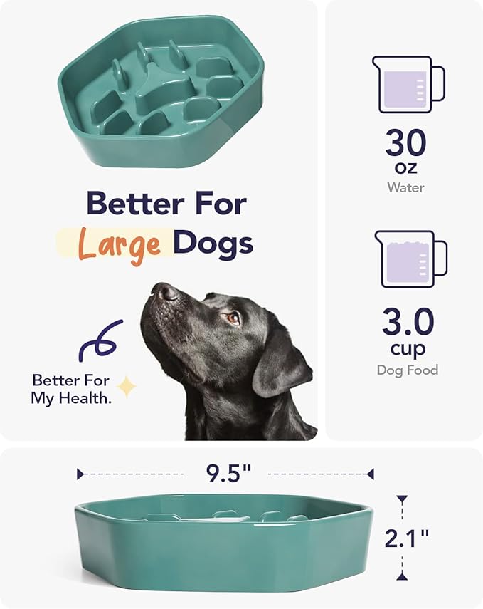 LE TAUCI PET Dog Slow Feeder Bowl Ceramic,3 Cups Puzzle Dog Food Bowl for Small Medium Large Breed, Puppy Slow Feeder Bowl for Fast Eater, Dog Bowls to Slow Down Eating, Maze Bowl, Pet Bowl