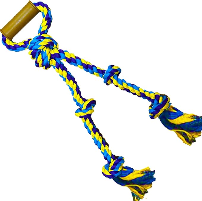 Large Dog Rope Toys for Aggressive Chewers - Pitbull Tug of War, Heavy Duty, Outdoor, Medium to Large Breed Dog Chew Rope with Handle
