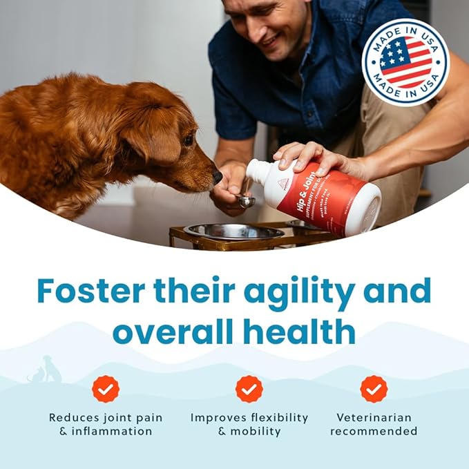 Liquid Glucosamine for Dogs, 1600 mg Glucosamine Liquid for Dogs Hip & Joint Supplement, Ideal for Mobility & Comfort, Easy-to-Use Liquid MSM, Chondroitin, Made in USA, 32 oz