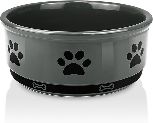KPWACD Ceramic Pet Bowl for Dogs and Cats, Weighted Non-Slip Dog Bowls Food and Water Dish, Durable Pets Feeding Bowls Suitable for Small, Medium, and Large Dogs, Grey, 36 Oz