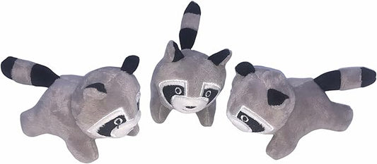 3 Pack of Raccoon Dog Toys with Squeaker, Plush Dog Toys for Small to Medium Size Dogs, Replacement Hide and Seek Dog Toys for Burrow Tree Toy (3 Pack: Replacement Animals, Raccoon)