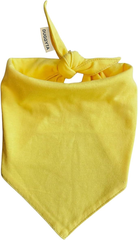 Premium Solid Yellow Dog Bandana, Luxury Soft Cotton Adjustable Triangle Scarf for Large Dogs, Comfortable, Stylish, and Customizable for All Seasons, Dog Accessories