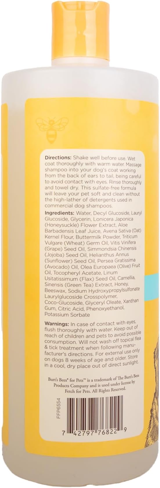 Burt's Bees for Pets Itch Soothing Shampoo with Honeysuckle, 95% Natural Origin Formulas, Dog Shampoo for Itchy Dogs, Dog Shampoo Itchy Skin Relief, 32 oz