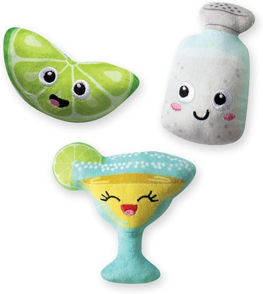 Fringe Studio Plush Dog Toy Set, ON Margarita TIME, 3 Piece Set for Dogs (289590), Multicolor, X-Small