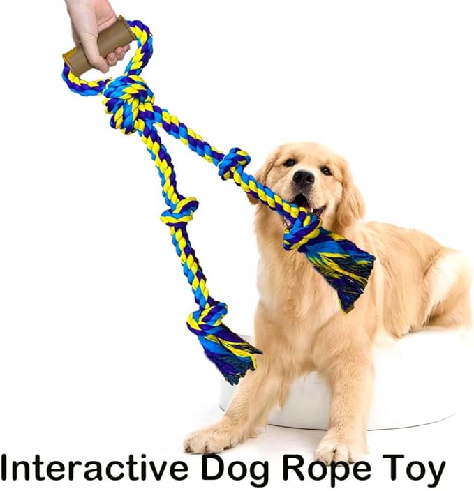 Large Dog Rope Toys for Aggressive Chewers - Pitbull Tug of War, Heavy Duty, Outdoor, Medium to Large Breed Dog Chew Rope with Handle