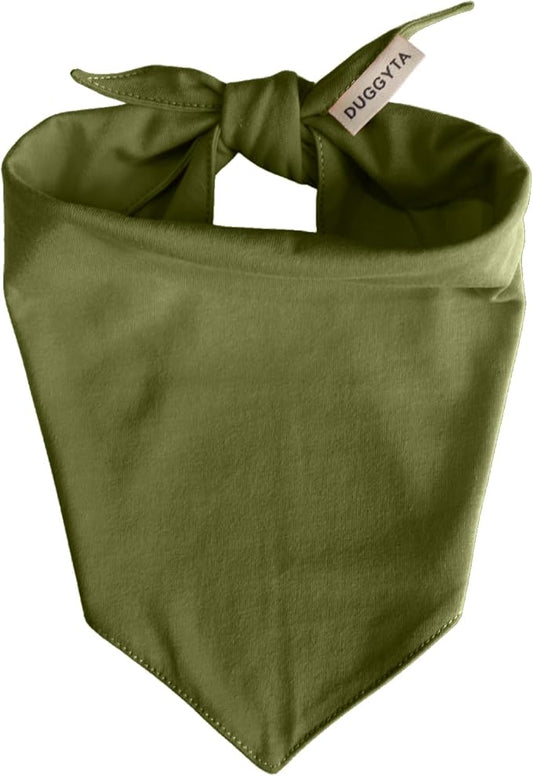 Premium Solid Olive Dog Bandana, Luxury Soft Cotton Adjustable Triangle Scarf for Medium Dogs, Comfortable, Stylish, and Customizable for All Seasons, Dog Accessories