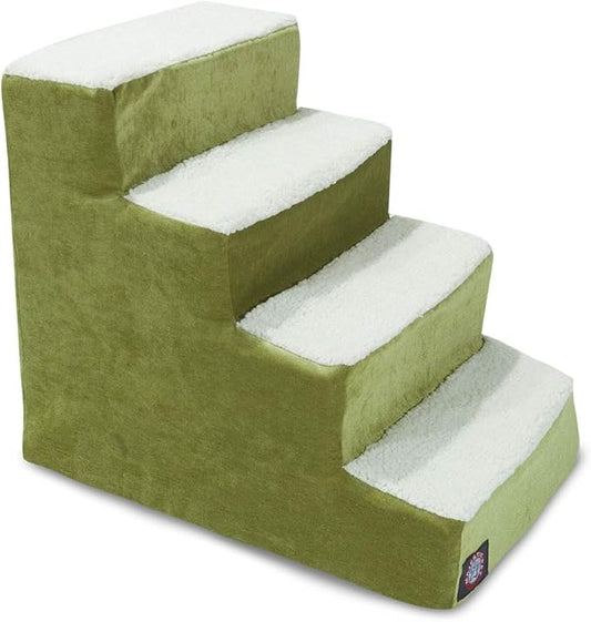 4 Step Portable Pet Stairs By Majestic Pet Products Villa Apple Steps for Cats and Dogs Green