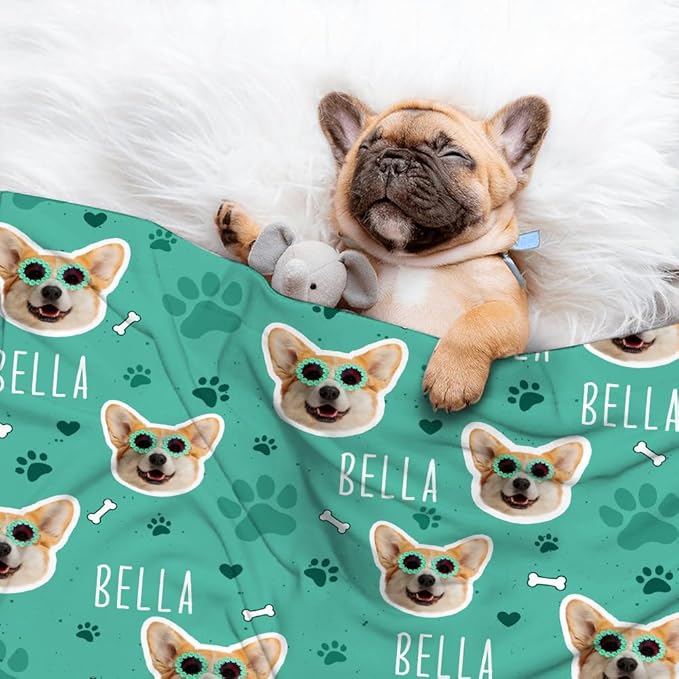 Personalized Pet Blanket,Custom Pet Blanket with Name Photo,Puppy Blanket Gift for Dogs Cats Lovers Mom Dad,Soft Cozy Fleece Throw for Bed Sofa Travel Extra Small 40"x30"