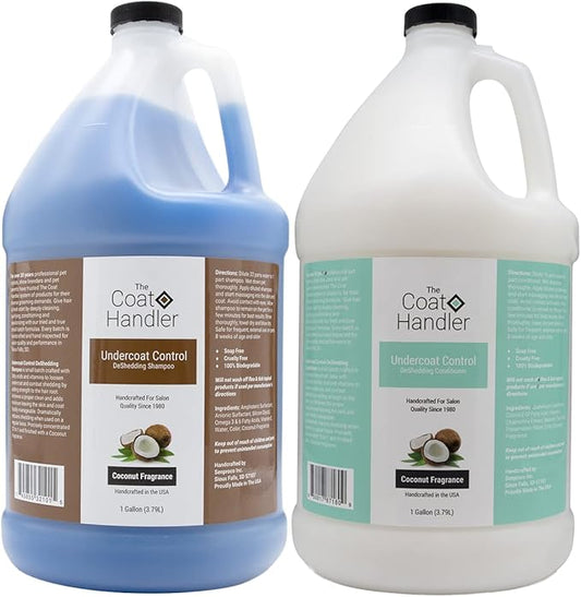Undercoat Control Deshedding Shampoo and Conditioner Coconut Bundle - All Natural Ingredients, Combats Shedding and Loosens Undercoat Hair, Coconut Oil and Vitamin Infused