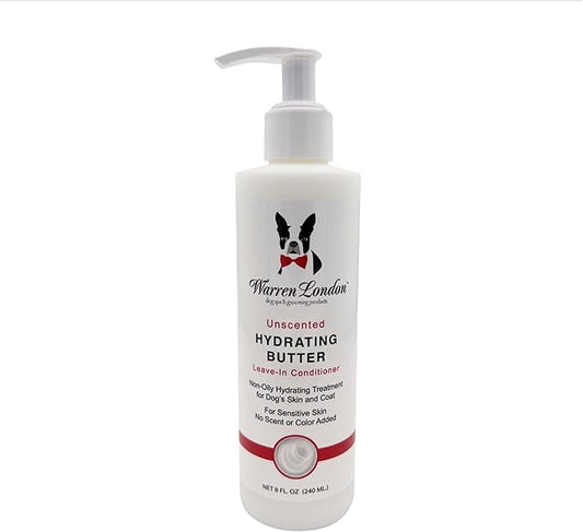 Warren London Hydrating Butter Leave in Pet Conditioner for Dogs | Lotion for Skin and Coat | Aloe Puppy & Dog Conditioner for Hair Detangler, Dry Skin, & Dandruff | Unscented 8oz