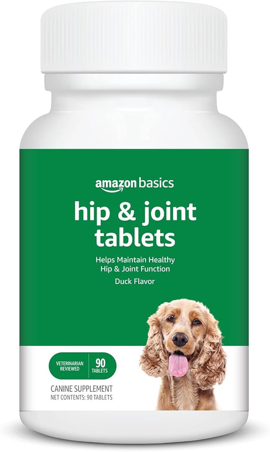 Amazon Basics Dog Hip & Joint Daily Chewable Tablets, with Glucosamine, MSM, and Chondroitin, Duck Flavored, 90 Count (Previously Solimo)