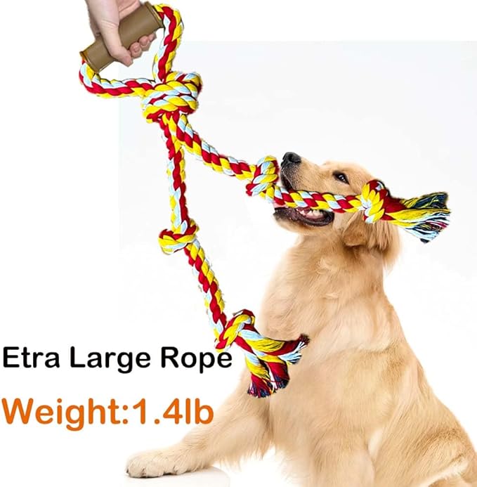 Extra Large Dog Rope Toys for Aggressive Chewers - Tug of War, Interactive, Heavy Duty, Outdoor, Medium to Large Breed Dog Chew Rope with Handle