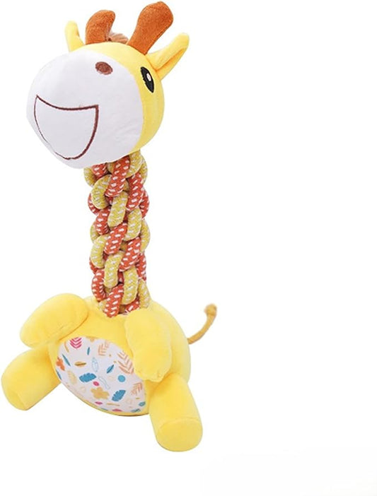 Large Squeaky Plush Giraffe Dog Toy, Durable Chew Toy for Aggressive Chewers, Interactive Tug of War Fetch Toy, Soft Rope Neck for Small Medium Large Dogs