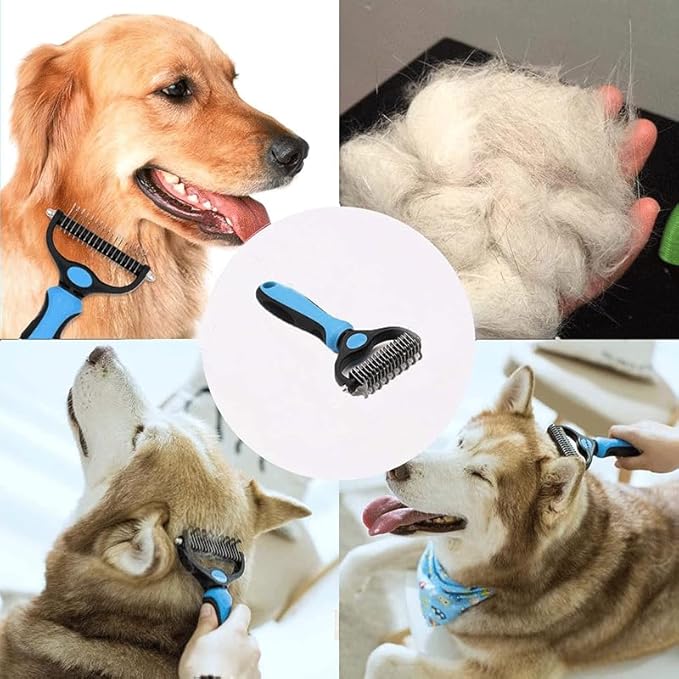Star Dib - Dog Grooming Brush | Pet Undercoat Dematting Rake with Rounded Teeth. Dog Comb for Detangling, Thinning, & Deshedding All Hair Types. Tool for Long Haired Shedding Dogs