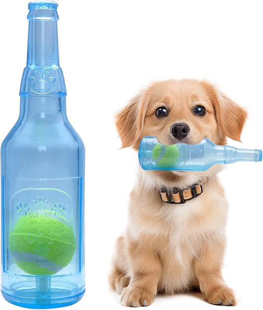 2025 Upgraded Water Bottle Dog Toy, for Interactive Play Built-in Ball Squeaky Dog Toy, Ideal for Puppies and Small Dogs Durable Dog Squeak Toys, Fun Chew Toy, for Dogs Promote Healthy Playtime (blue)