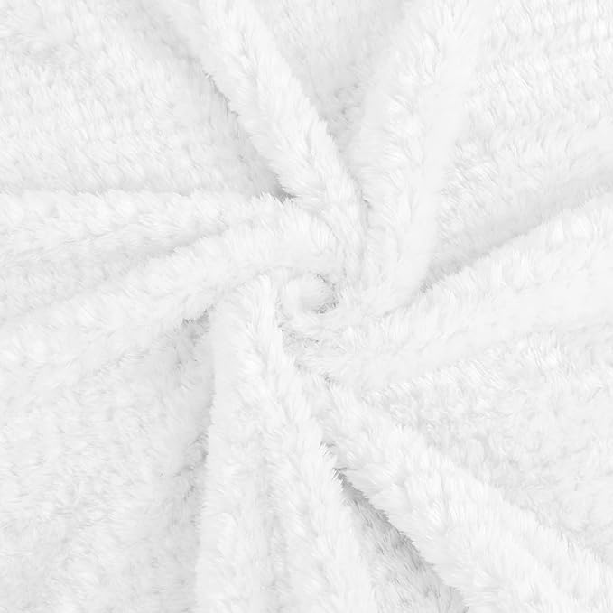 uxcell Flannel Fleece Blanket Bed Throw Blanket, Microfiber Warm Soft Blanket, Mesh Fuzzy Plush 330GSM Decorative Lightweight Blanket 50"x60", White Blankets for Bed