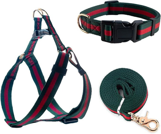 Premium and Stylish Dog Collar Harness and Leash,Soft Comfortable，Chest Adjustable Pet Harness,Luxury Fashion Dog Harness Leashes Set Gift for Big Dogs