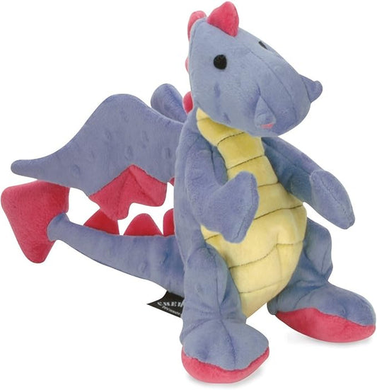 goDog Bubble Plush Dragons Squeaky Dog Toy, Chew Guard Technology - Periwinkle, Large