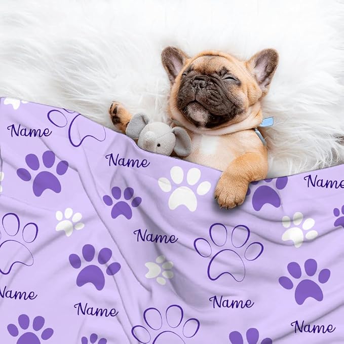 Personalized Pet Blanket,Custom Pet Blanket with Name Photo,Puppy Blanket Gift for Dogs Cats Lovers Mom Dad,Soft Cozy Fleece Throw for Bed Sofa Travel Large 80"x60" for Adults