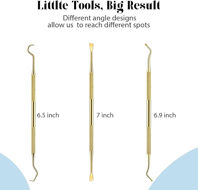 3 Pieces Dog Dental Tooth Scaler and Scraper Stainless Double Headed Tarter Removing Tool Scraper Pet Teeth Cleaning Tools for Dog and Cat(Gold)