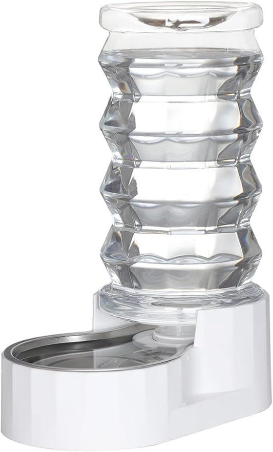 8L Automatic Pet Waterer, 100% BPA Free, Stainless Steel Gravity Feeder, Convenient Drinking Water Dispenser Designed for Dogs and Cats (White, 8L)
