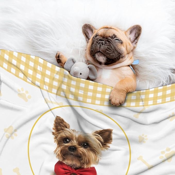Personalized Pet Blanket,Custom Pet Blanket with Name Photo,Puppy Blanket Gift for Dogs Cats Lovers Mom Dad,Soft Cozy Fleece Throw for Bed Sofa Travel Small 50"x40"