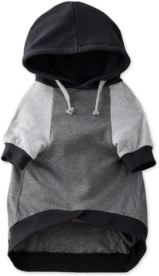 100% Organic Cotton Rocky - The Comfy Dog Hoodie Pet Coat for Small, Medium and Large Dogs, Black Color Block, X-Small